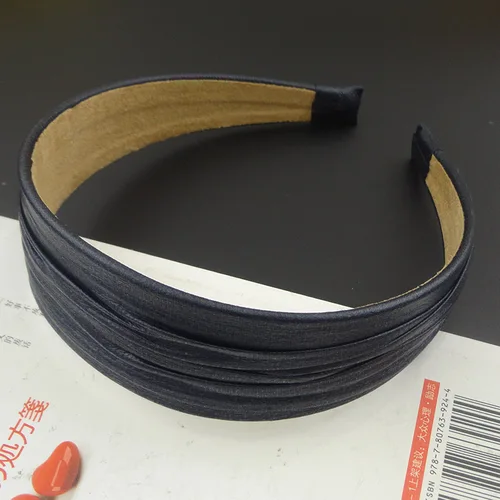 Imagen 2 del producto Diademas de plástico cubiertas de cuero con arrugas grandes de 4,0 cm para mujeres y niñas, aros para el pelo de cuero PU con pliegue grande, 5 uds.