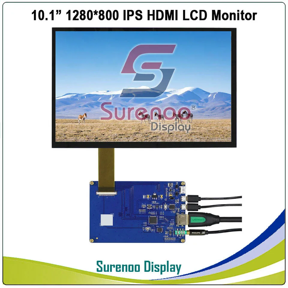 Module écran tactile LCD, 10.1x1280, 800 pouces, Compatible HDMI, IPS, USB, capacitif, Audio, pour Raspberry Pi