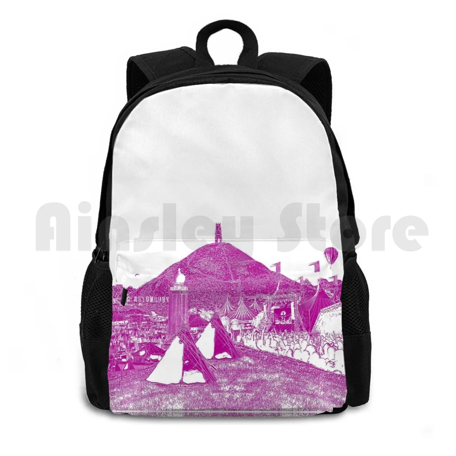 Glastonbury Festival 2020-Pink Print-Glasto 50-50th Anniversary Design Outdoor Hiking Backpack Waterproof Camping Travel