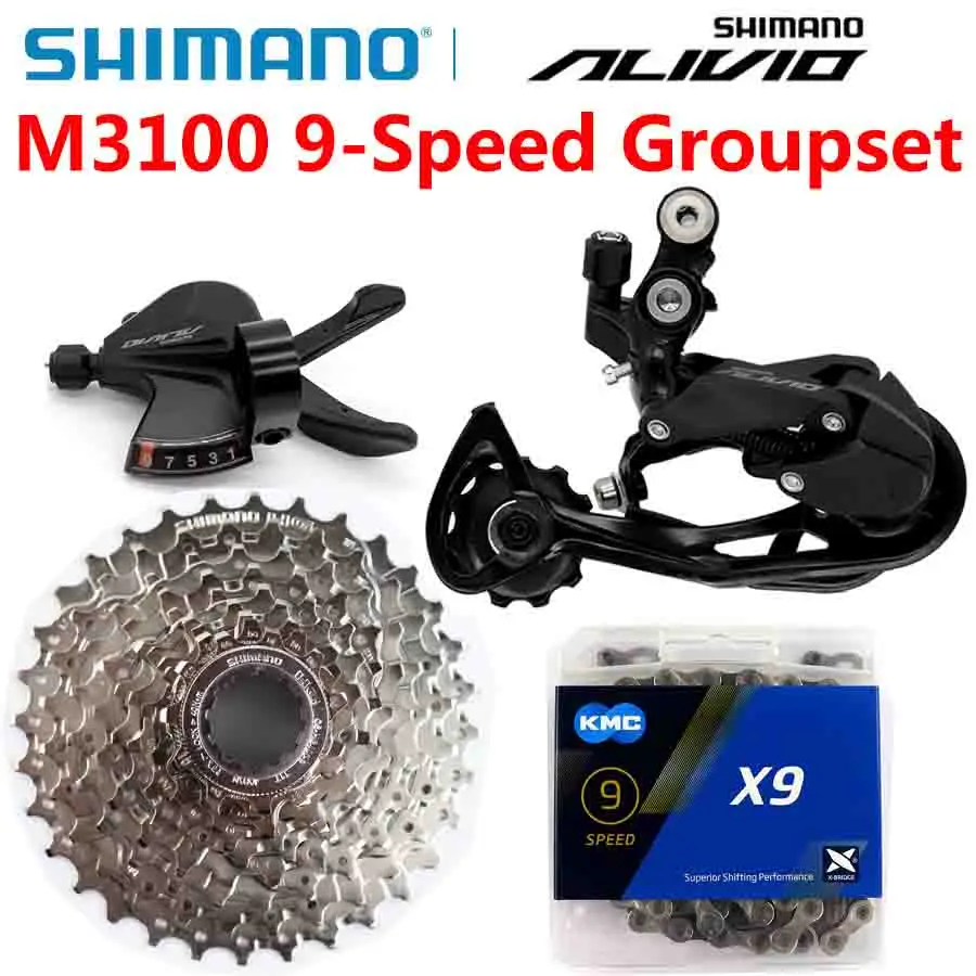 

SHIMANO ALIVI M3100 9S Groupset 1x 9 Speed MTB Mountain Bike Groupset Sunshine Cassette M3100 Rear Derailleur Shift Lever KMC X9