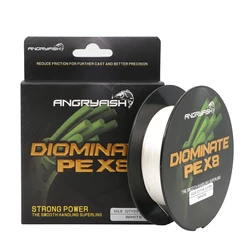 Angryfish Dio-braid 8X 300M Braided Fishing Line 5 Colors Super Strong PE Line Strong endurance