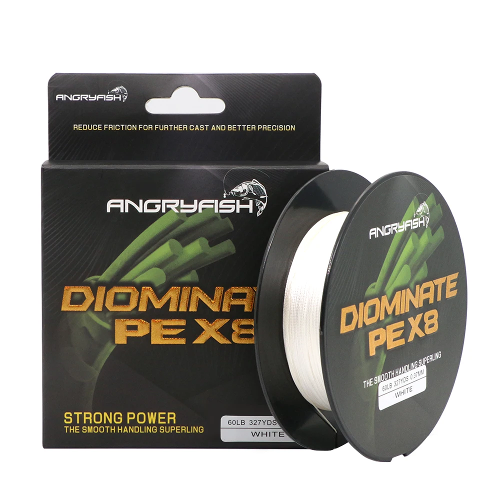 Angryfish Dio-braid 8X 300M Braided Fishing Line 5 Colors Super Strong PE Line Strong endurance