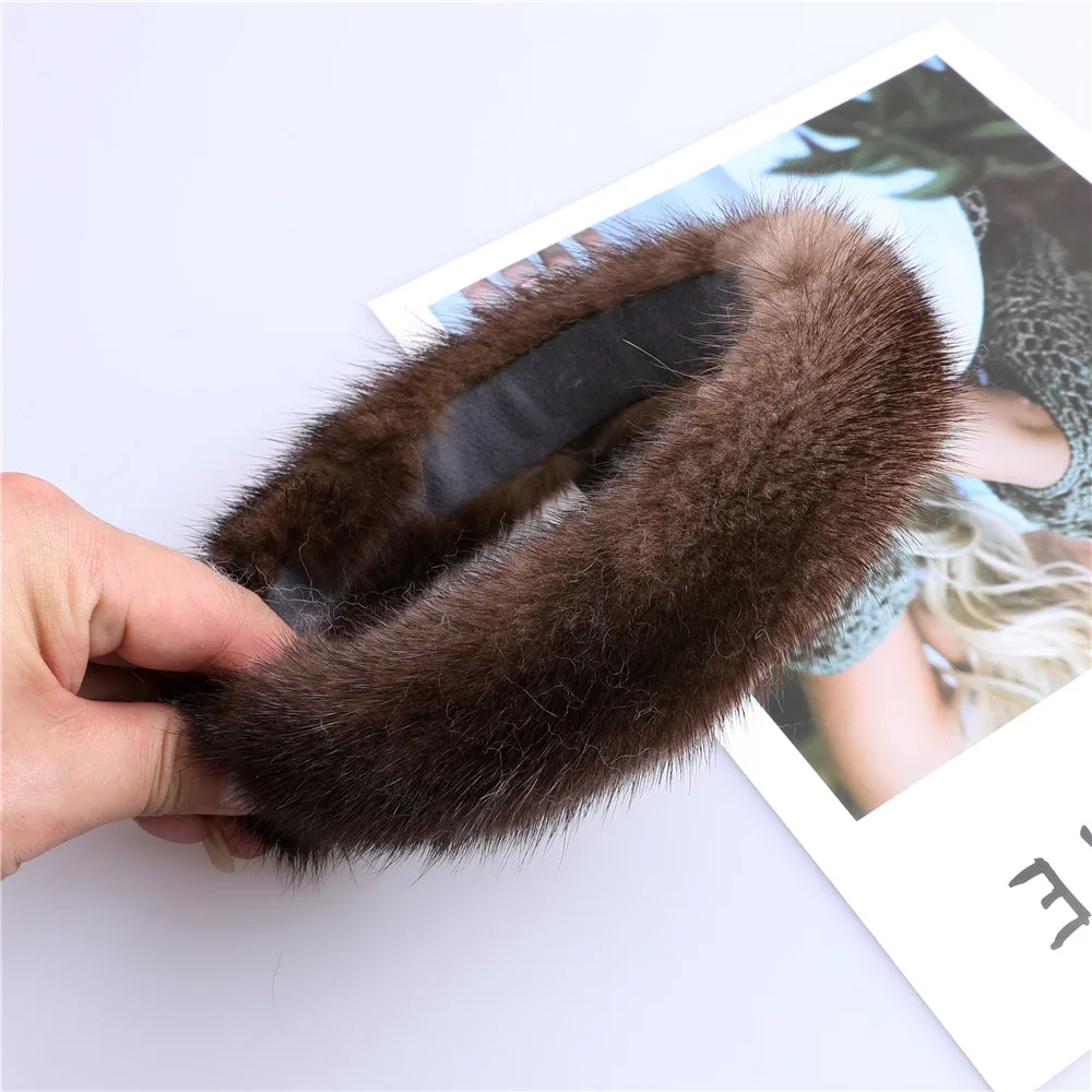 2022 Women\'s luxury winter 100% mink fur headband high quality real fur hair band lady fashion hair hoop