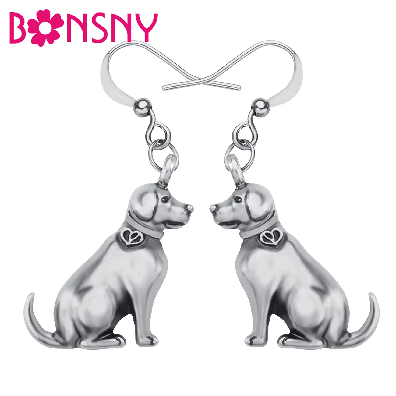 BONSNY Alloy Antique Gold Plated Sweet Labrador Dogs Earrings Drop Dangle Novelty Pets Jewelry For Women Girls Charm Gifts