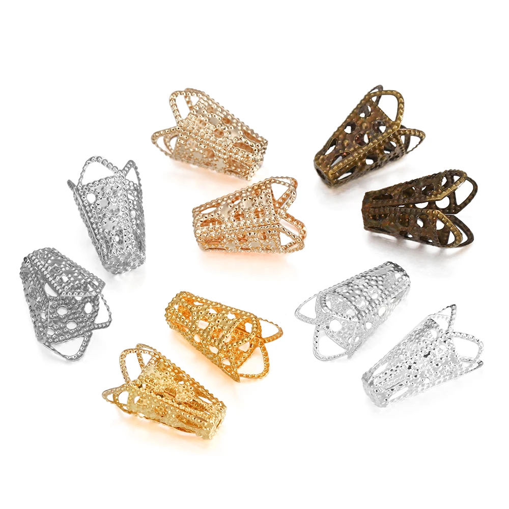 50pcs/lot Filigree Hollow Trumpet Flower Shape Cone End Beads Caps For DIY Bracelet Earrings Jewelry Makings Supplies accessorie