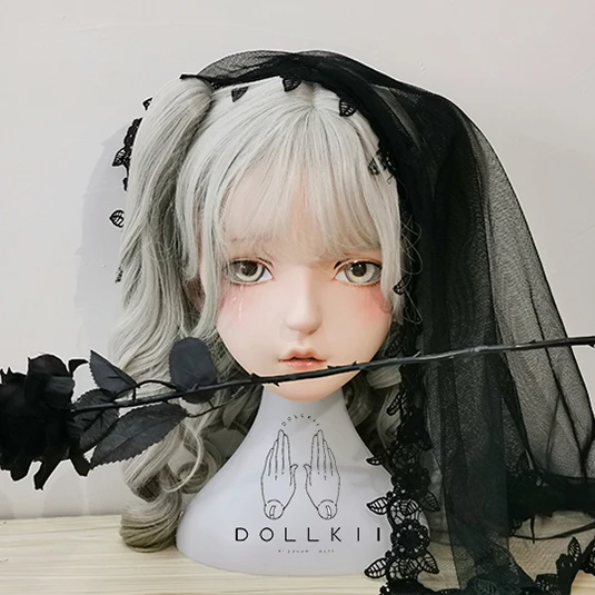 

(DOLLKII-Y) Top Quality Handmade Female Girl Resin Half Head Cosplay Japanese Role Play BJD Kigurumi Mask Crossdresser Doll Mask