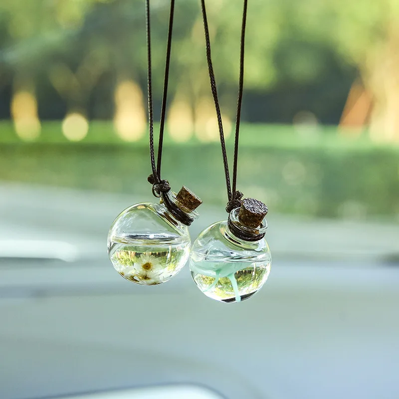 Car Perfume Interior Pendant Flower Hanging Bottle Auto Rearview Mirror Fragrance Air Freshener Decoration Accessories Girl Gift