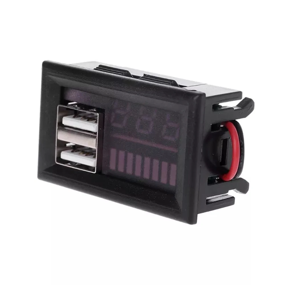 Mini Red LED Blue LED Digital Display Voltmeter Voltmeter Voltage Tester Panel for DC12V Car Motorcycle Vehicle USB 5V 2A Output