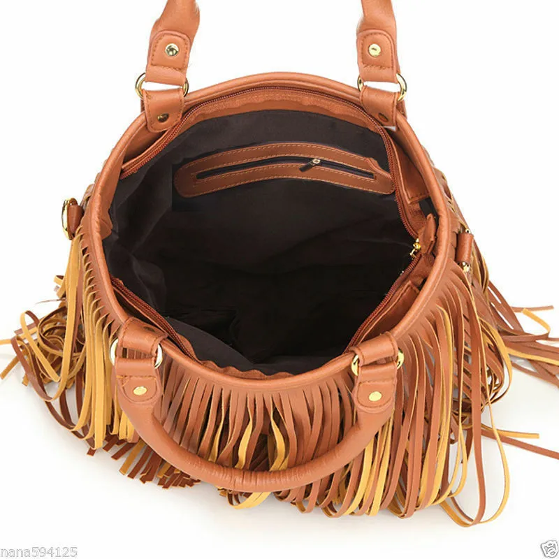 Women Trending Cross Body Bag Tassel Suede Fringe Messenger Shoulder Handbag