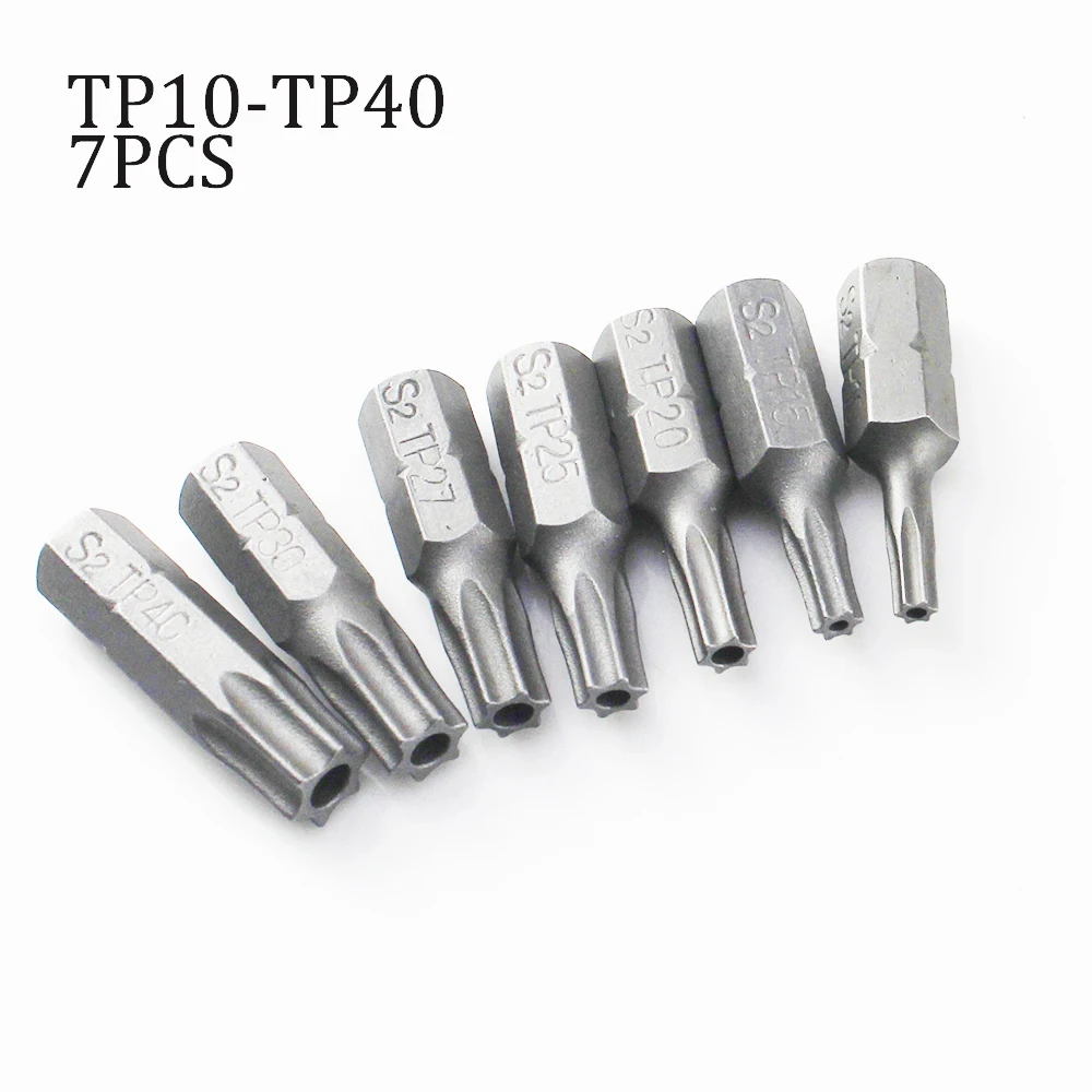 Imagem -03 - Torx Chave de Fenda Bits com Furo T10 T15 T20 T25 T27 T30 T40 Polegada Hex Shank Chave de Fenda Elétrica Estrela Bit Set 10 Peças Lote 25 mm