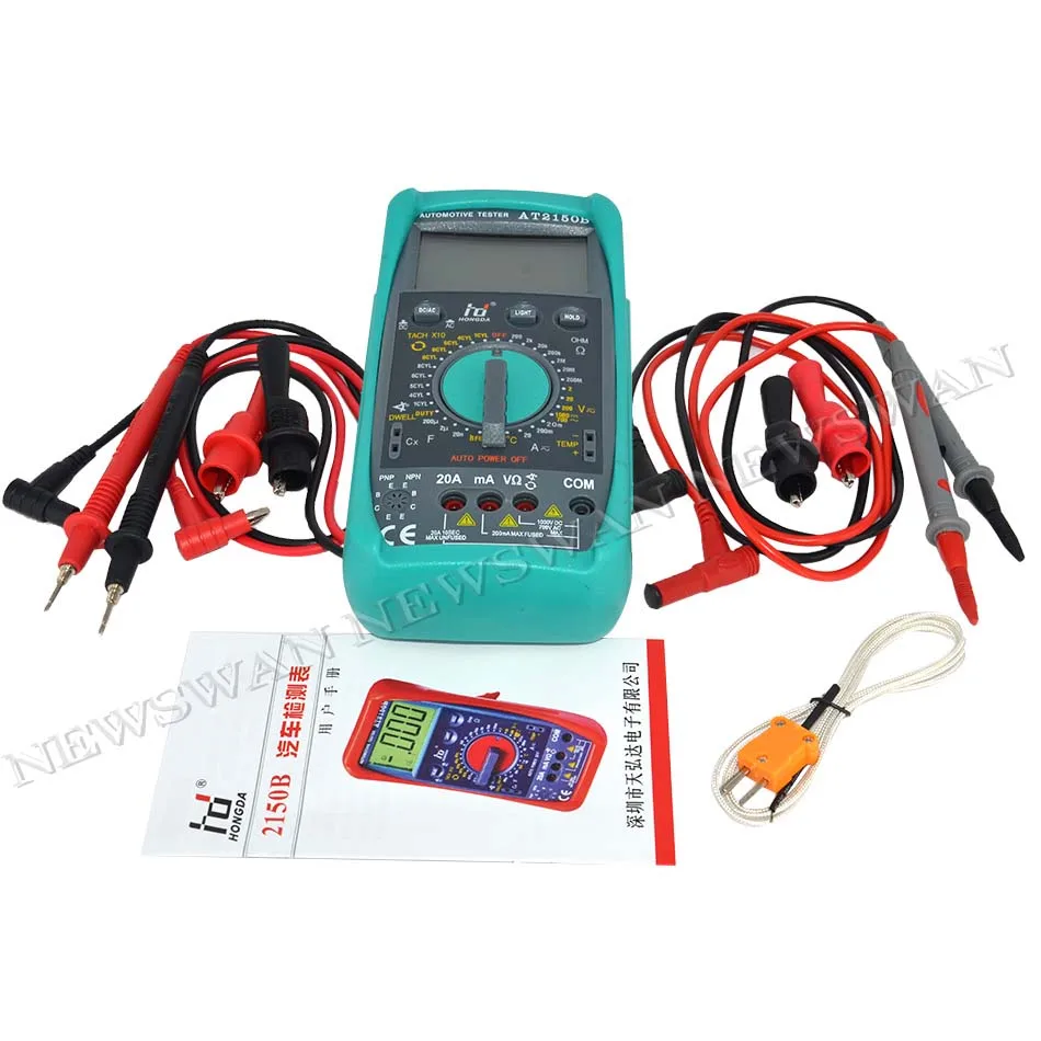 Automotivo Medidor Tester Digital Multímetro Tacômetro Tampão Sensor com Luz de Fundo Lcd At2150b