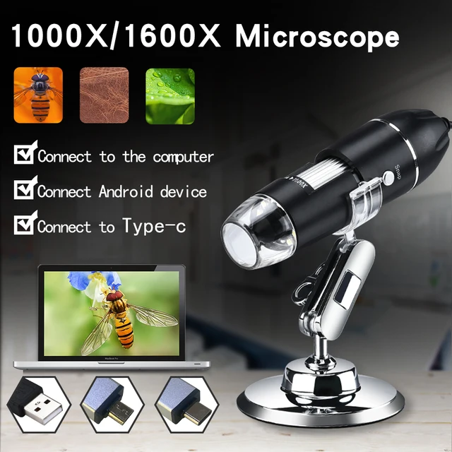 1000 1600x USB cyfrowy mikroskop z aparatem endoskop 8led lupa z metalowy stojak na naprawa telefonów komórkowych skóry włosów