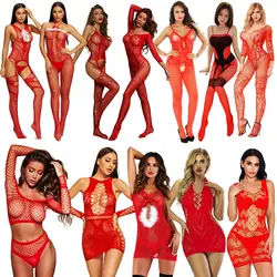 12 styles Red Sexy lingerie Teddies Bodysuit Erotic lingerie open crotch elasticity body stockings hot erotic festival costumes