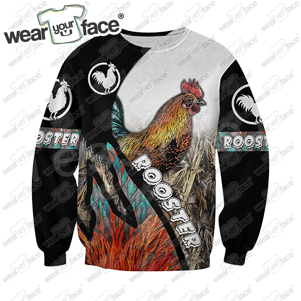 

Rooster 3D All Over Printed Crewneck Sweatshirts Zipper Hoodie Sports Casual Streetwear Vocation Men Unisex Clothing