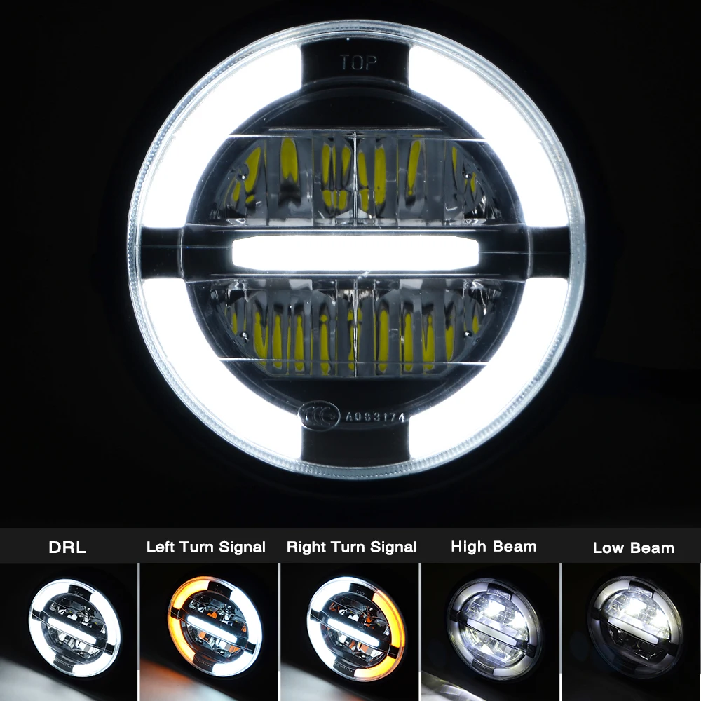 New Hot 7" Motorcycle LED Headlight High Low Beam DRL Daytime Running Light 12V For Honda Kawasaki Yamaha Victory Cafer Racer - Image 2