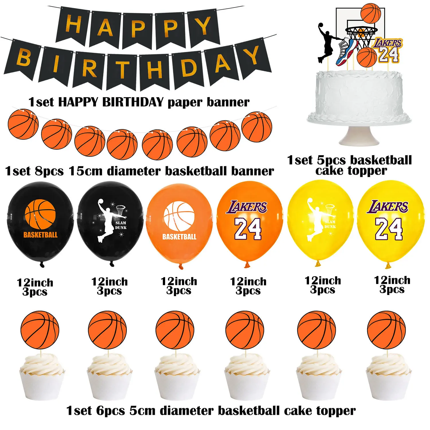 New Original Basketball Theme Basketball Birthday Balloon Commemorative 24 Party Layout