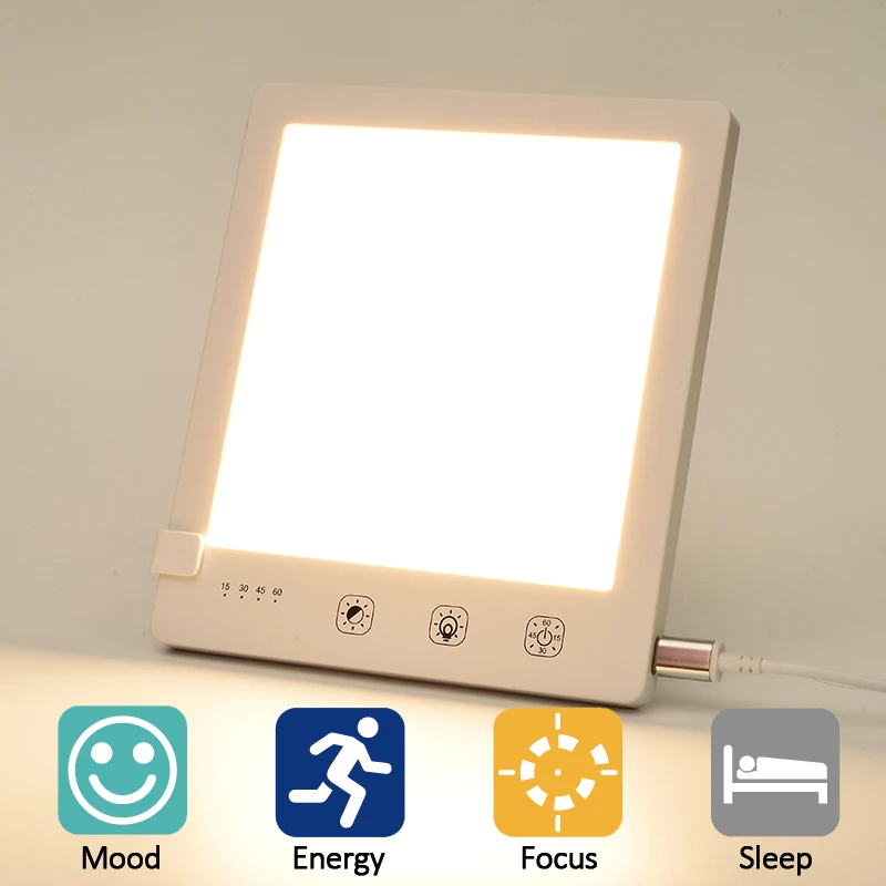 EU/UK/US Plug 5V SAD Therapy Lamp 3 Modes Seasonal Affective Disorder Phototherapy Simulating Natural Daylight SAD Therapy Light