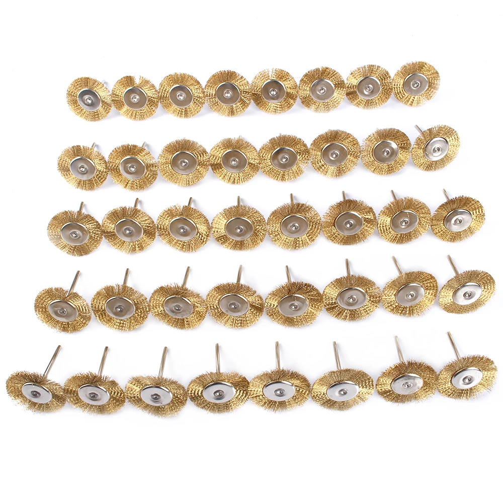 40個真鍮ブラシ鋼線ホイールブラシドリル研磨ドレメルロータリーツールのための金属さび除去ポリッシュクリーン