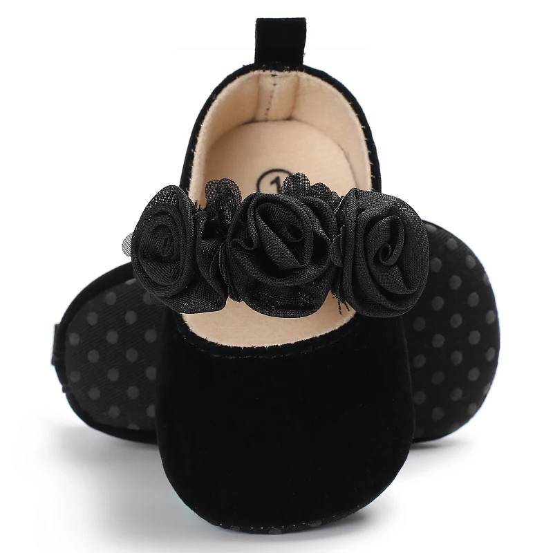 Zapatos de princesa con suelas suaves para bebé, zapatos informales cómodos y suaves para caminar de 0 a 18 meses, color negro, estilo primavera y