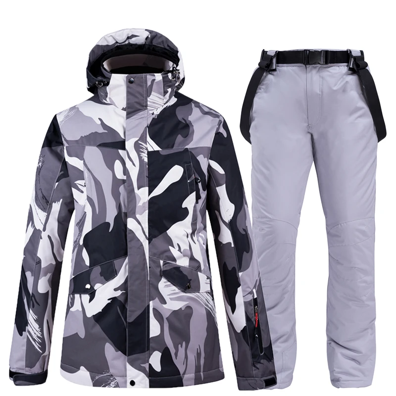 Conjunto de calças de snowboard masculino, jaqueta super quente à prova d\'água, à prova de vento, respirável, para inverno, traje de esqui de