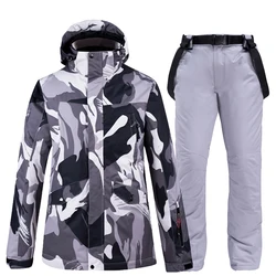 Super Warm Jacket for Men Snowboard Pants-sets Ski Suit  Waterproof Windproof Breathable  Jacket Winter Snowboarding Ski Suit