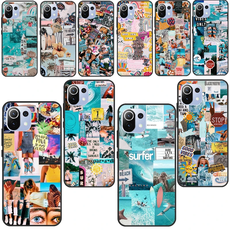 Summer Beach Collage Case For POCO X3 Pro M3 F2 F3 Pro Cover For Xiaomi Mi 11 Ultra 9T 10T Pro Mi Note 10 Lite