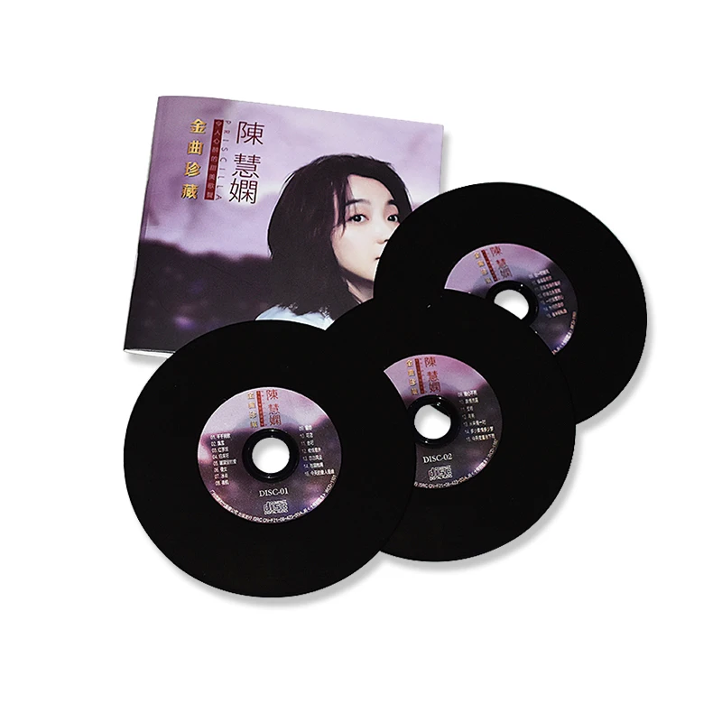 Chinese 12cm Vinyl Records LPCD Disc Priscilla Chan China Female Singer Pop Music Top Song 3 CD Disc Lyrics Book Set