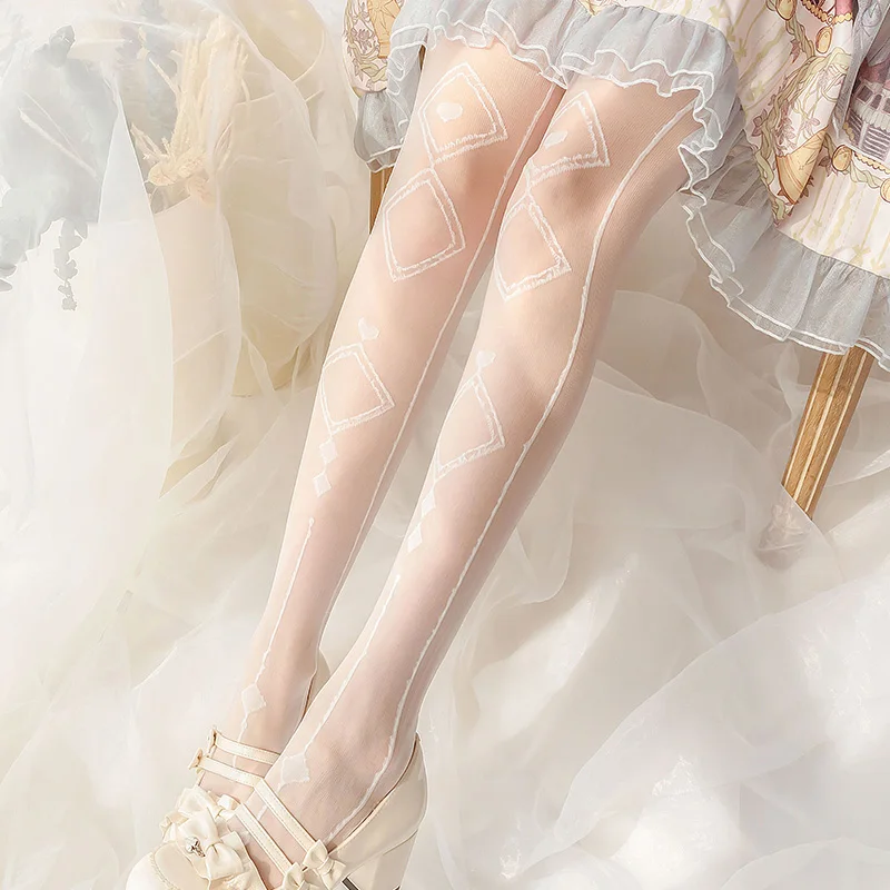 Origional Heart Wind Chime Lolita Stockings Thin Lolita Knee Socks HOLD-UPS Thigh High Socks