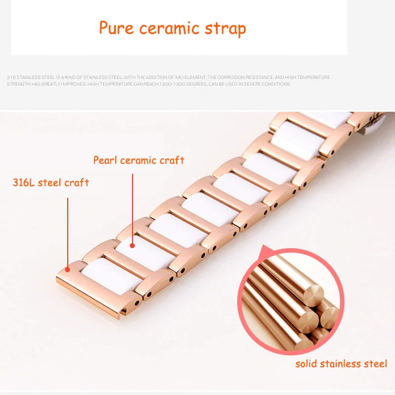 Ceramic Bracelet in stainless steel watchband 14mm 16mm 18mm 20mm 22mm 24mm Watch Strap Women Man Fashion Wristwatches band Tool