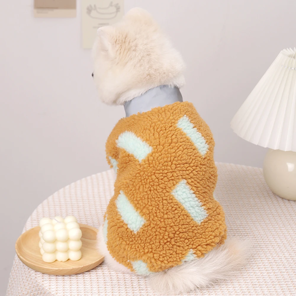 HOOPET Winter Super Soft Coat For Small Teddy Dog Cat Thick Lamb Woolen Clothes Cute Sleeveless Vest For Pet Dog Accessories