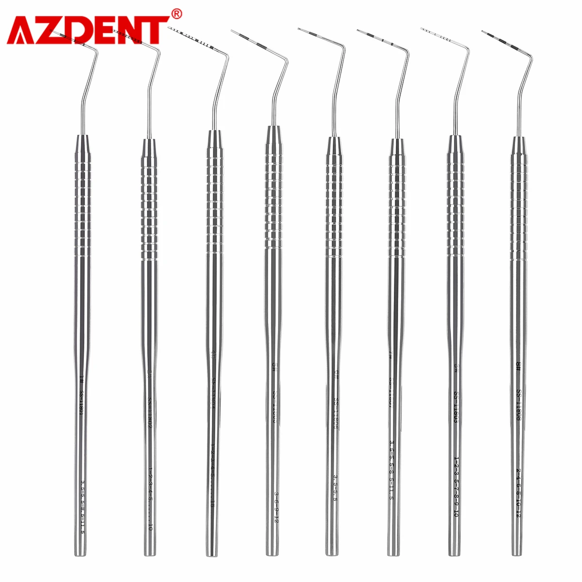 1PC Dental Periodontal Probe with Scale Stainless Steel Instrument Tool Endodontic Equipment Probe 1/2/3/4/5/6/7/8# Length 16cm