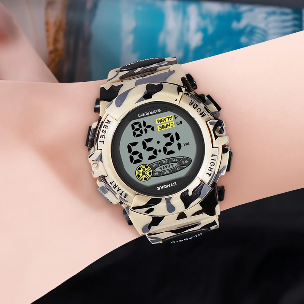 SYNOKE Kids Watches for Kids Children Digital Sport Camouflage Military Regalos Para Fiestas De Ninos Education Watch
