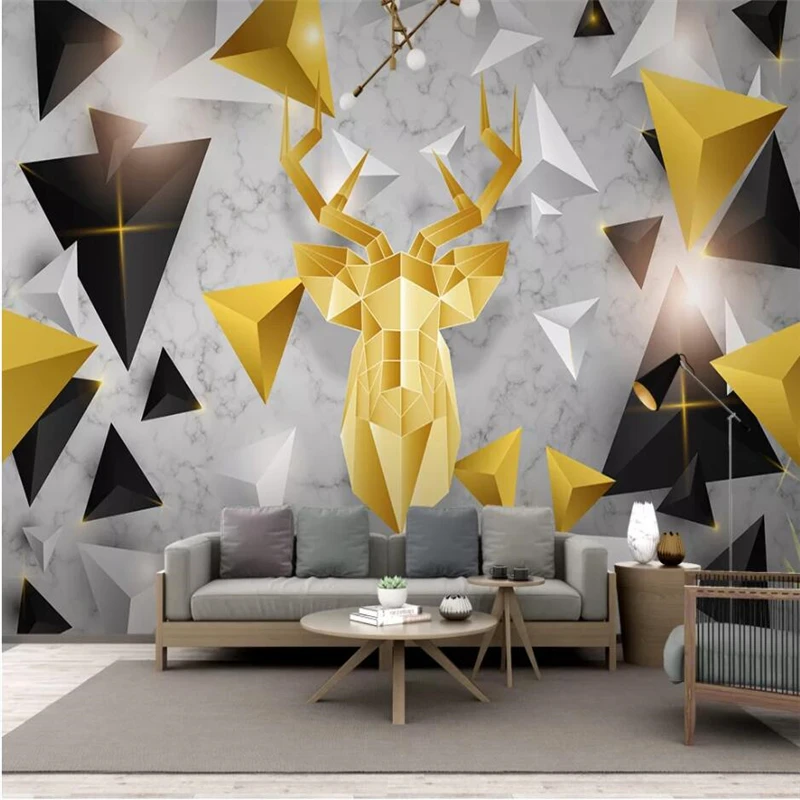 beibehang Custom wallpaper modern minimalist 3d stereo polygon stereo light luxury TV background wall painting papel de parede