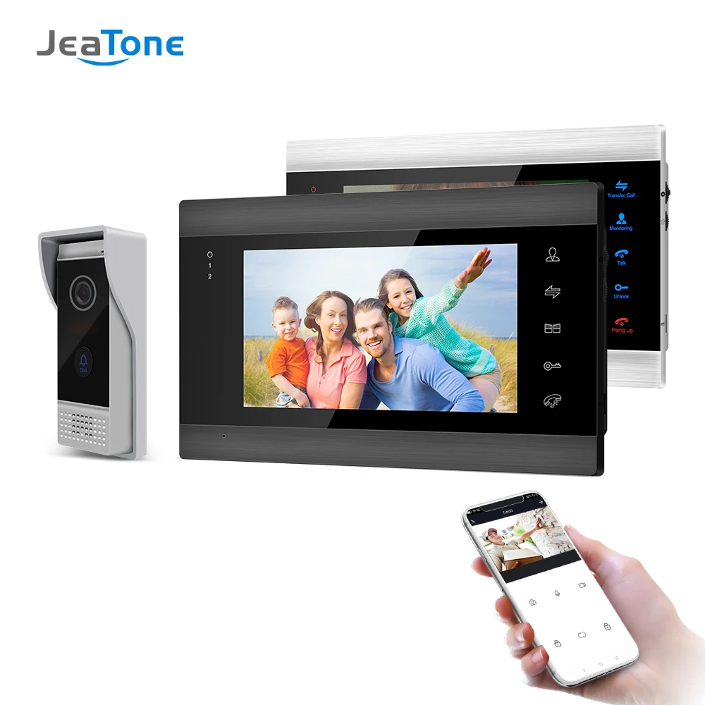 Jeatone 7 Zoll Wireless Wifi Smart Home IP Video Tür Telefon Gegensprechanlage für Eingangstor Regenschutz Türklingel Veranda Kamera Sucher