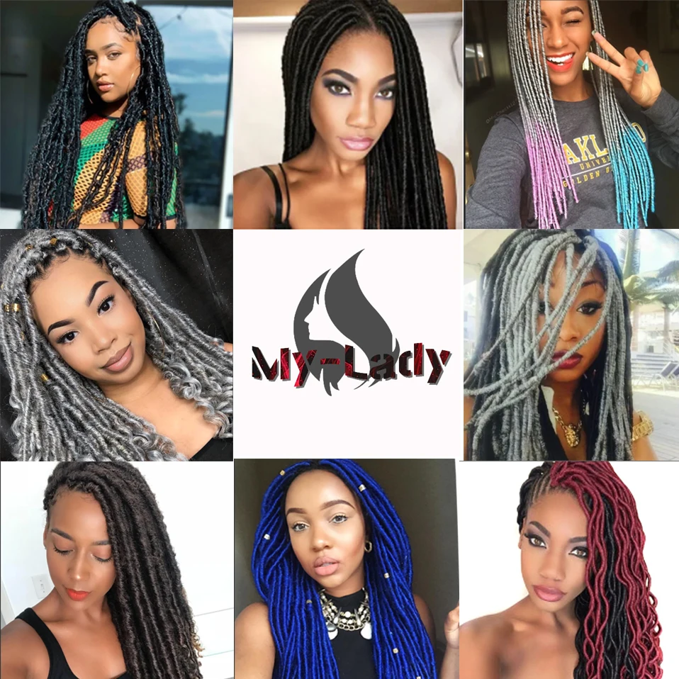 My-Lady Synthetic Faux Locs Hair 20inch Braids Dreadlocks Knotless Hook Dreads Color Braiding Black Women Hair Extensions