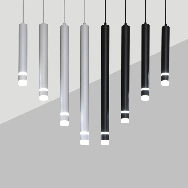 

Dimmable 7W 10W Lamp Pendant Led Light Long Tube Kitchen Island Dining Room Fixtures Cylinder Pipe Hanging For Fome