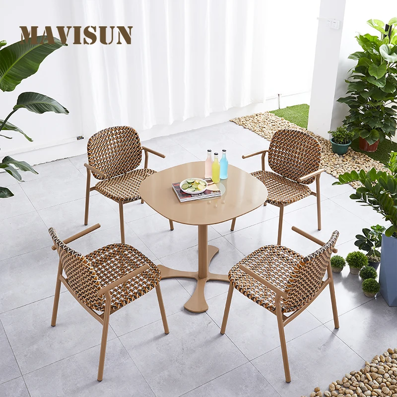 Modern Table Villa Outdoor Relaxing Chairs Combination Rattan Patio Minimalist Designer Garden Terrace Waterproof Furniture Set