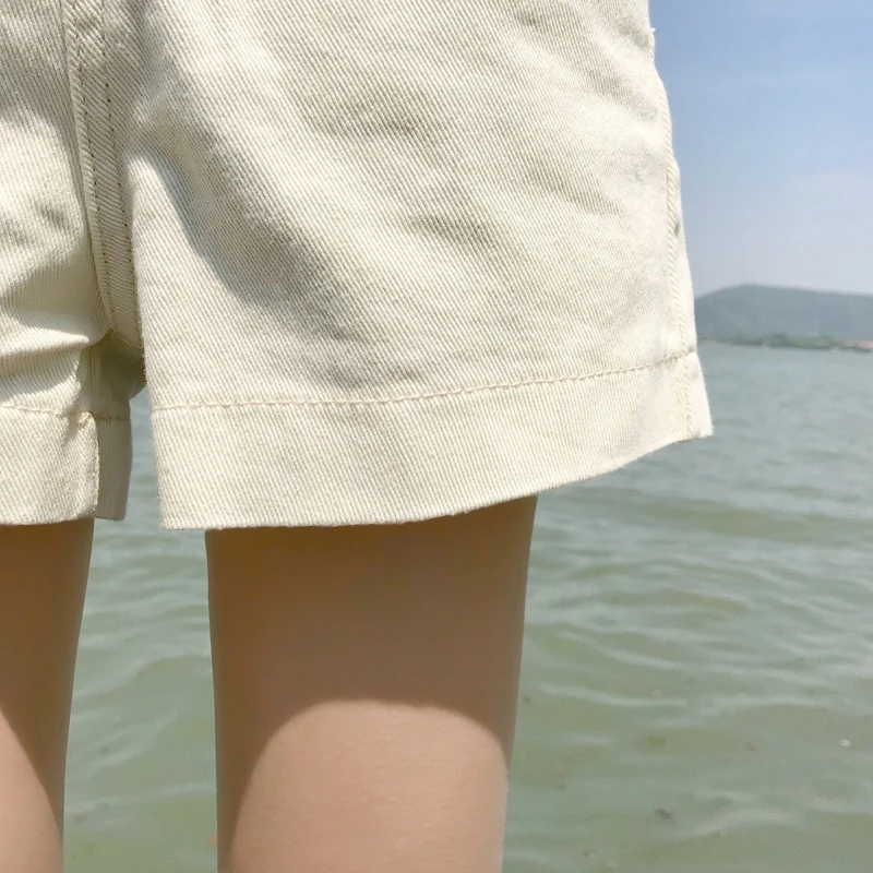 Women\'s Denim Shorts High Waist Summer Shorts Korean Ladies Girls Basic Black White Beige Shorts Jeans