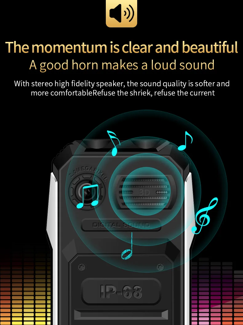 Slim Rugged Outdoor Phone Dual SIM Big Button Long Standby Blacklist Loud Speaker Two Flashlight SOS Dialing MP3 Video Player