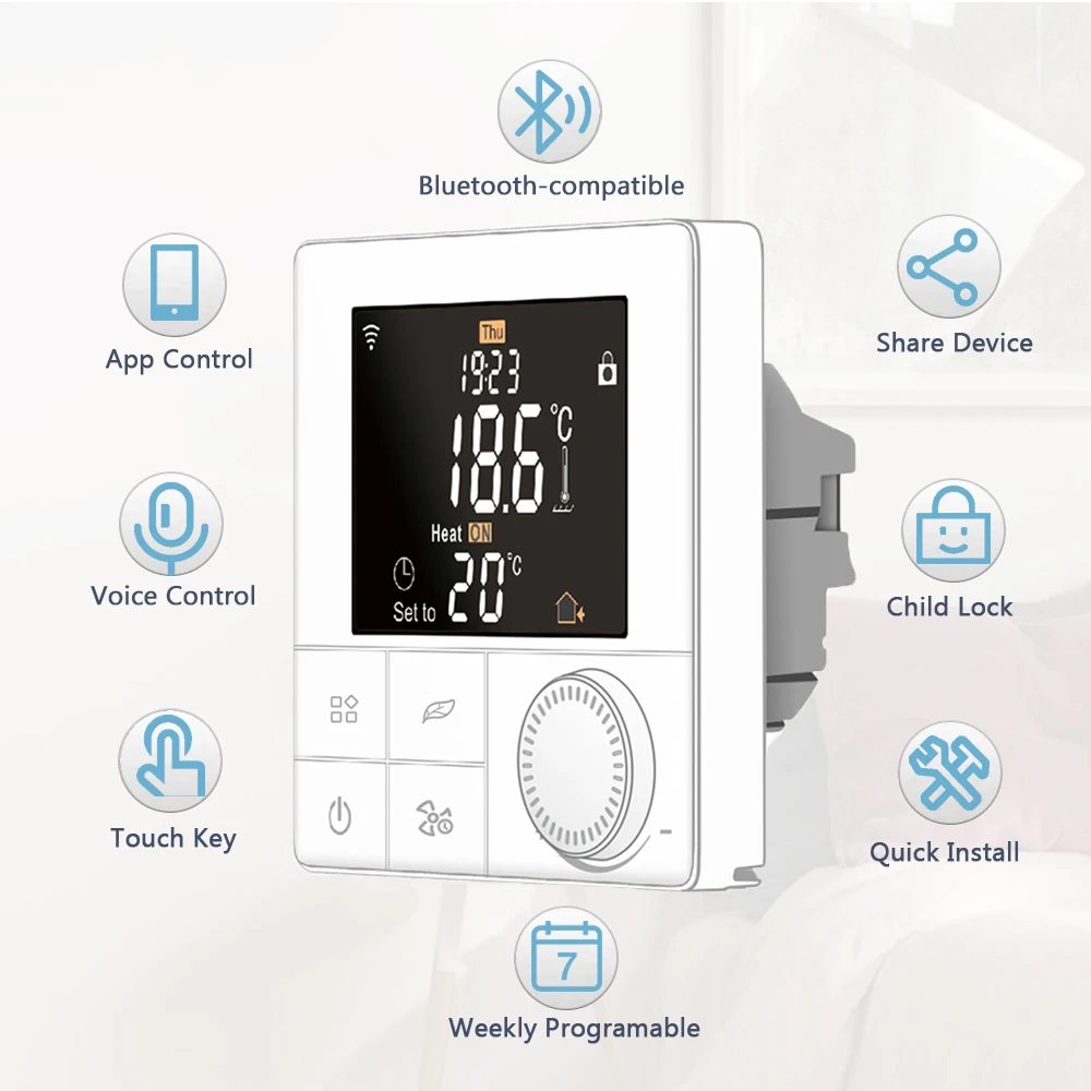 Beok Smart Thermostat Wifi Temperatur Controller Für Gas Boiler Room Heizung Touch-Screen Funktioniert Mit Alexa Google Home TR8B