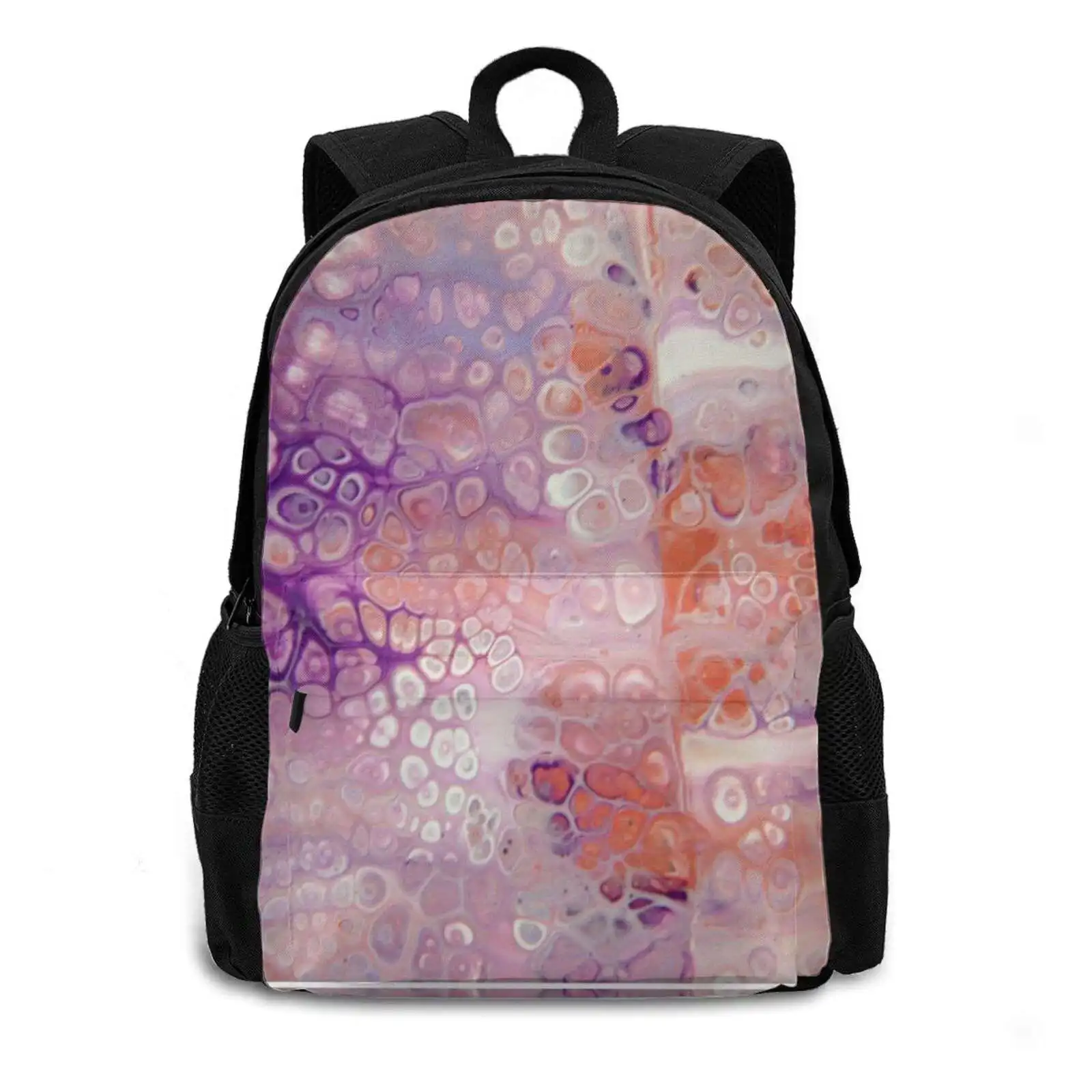 Fluid Nature-Divided Flow In Purple-Acrylic Pour Art School Bag Big Capacity Backpack Laptop Divided Dividing Line Abstract