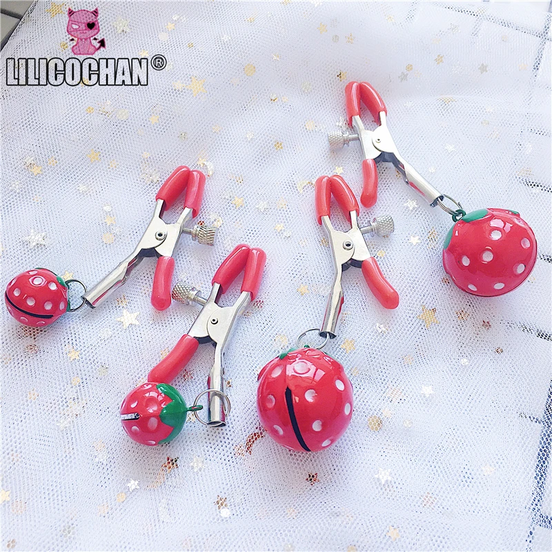 Red Strawberry Women Sexy Cute Adjustable Nipple Clamp Breast Toys Handmade 1 Pair For Couples Cosplay Costumes Accessories New