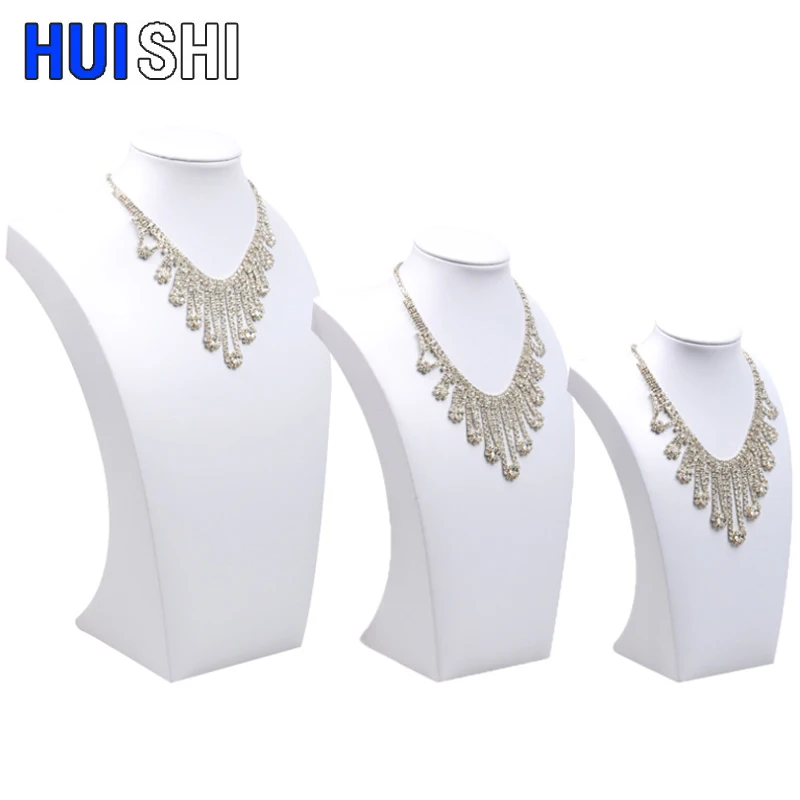 High Level  In Stock  White PU Leather Jewelry Display Necklace Bust Pendants Stand Choker Holder Jewellery Show 3 Options Model