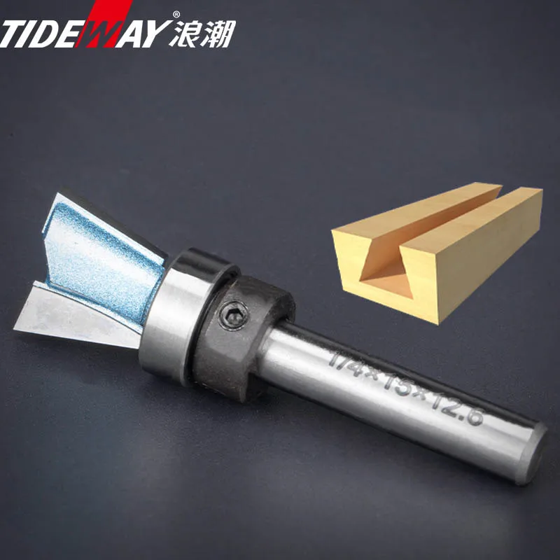 TIDEWAY Tungsten Carbide Steel  Dovetail Router Bits Bearing Dovetail Groove Tenon Woodworking Milling Cutter 1/4 Inch Shank