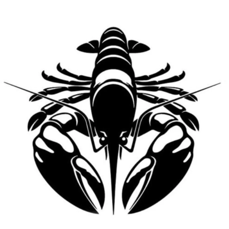 lobster Car Sticker Crayfish Car Decor Black/White Waterproof AL556