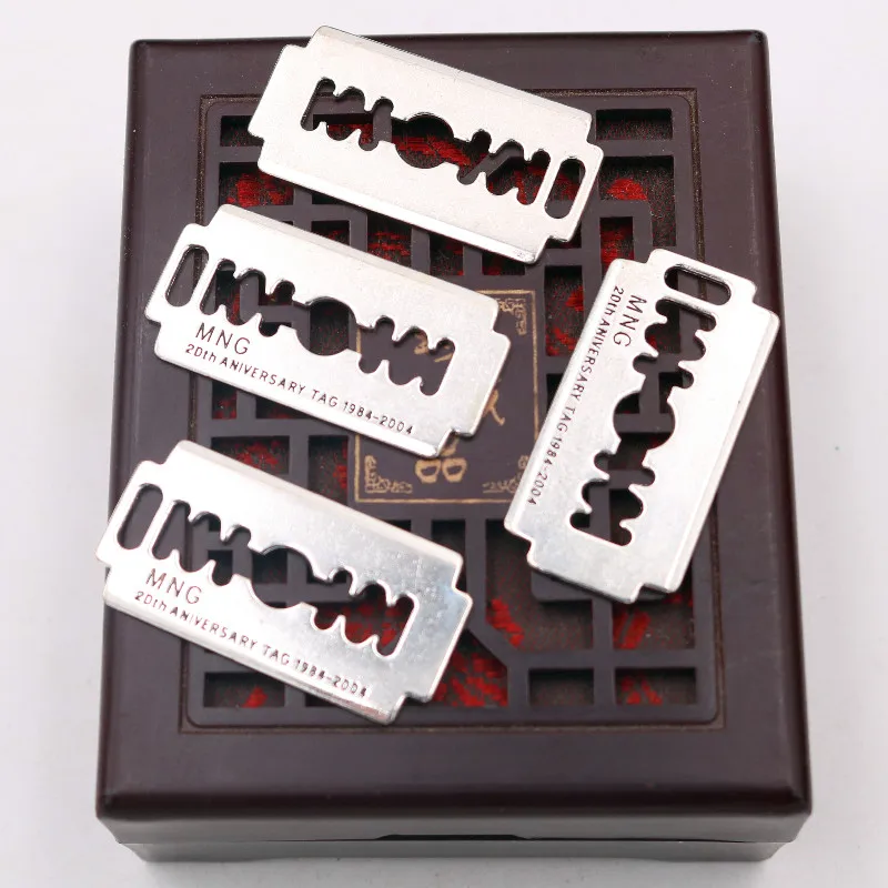 8pcs Razor Blade Charm Hip-hop Style Necklace Bracelet DIY Metal Jewelry Pendants For Popular Handicrafts Findings Unisex