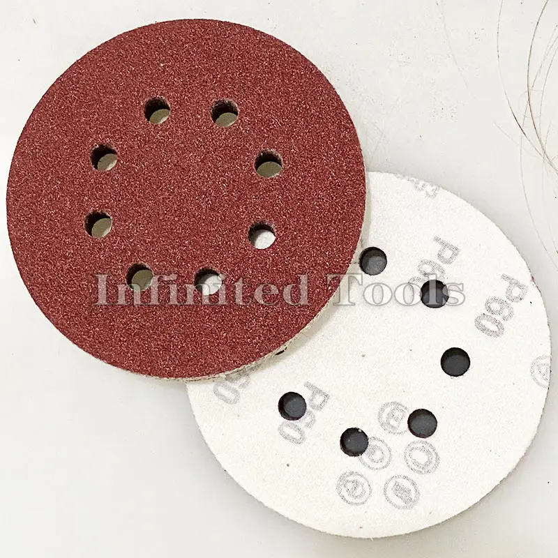 10pcs 125mm Sanding Discs 8 Hole Hook Loop Sandpaper 40Grit-3000Grit Sanding Paper Sanding Disc Abrasive Polishing Tools