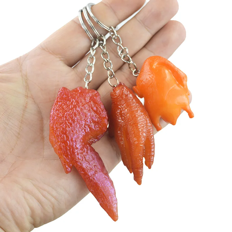 Creative Simulation Food Keychain PVC Model Gift Keychain Soft Glue Fake Braised Pork Belly Roasted Chicken Keychain K4230