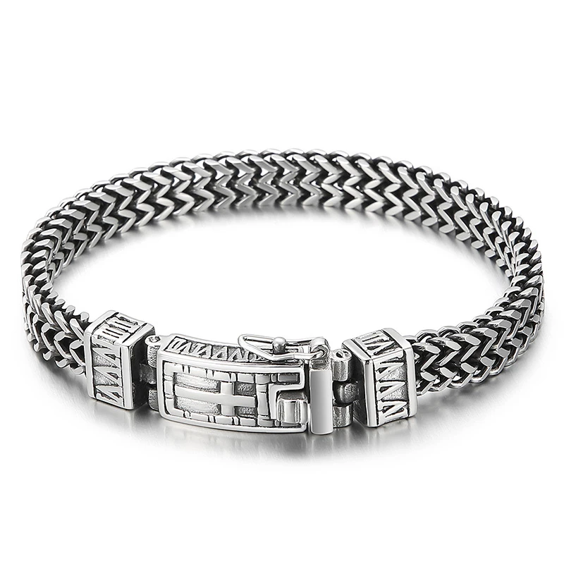 8mm Egyptian Ankh Cross Charm Couple Bracelets On Hand  For Men Stainless Steel  Mesh Link Chain   Jewelry