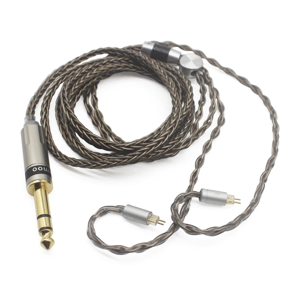 Youkamoo 6.35 مللي متر 8 الأساسية الفضة مطلي مضفر سماعة استبدال ترقية سلك كابل سماعة كابل ل QDC 0.78 مللي متر MMCX